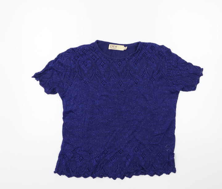 EWM Womens Blue  Knit Pullover Jumper Size 14