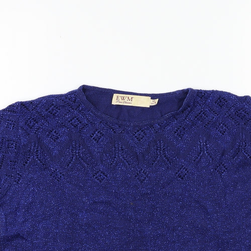 EWM Womens Blue  Knit Pullover Jumper Size 14