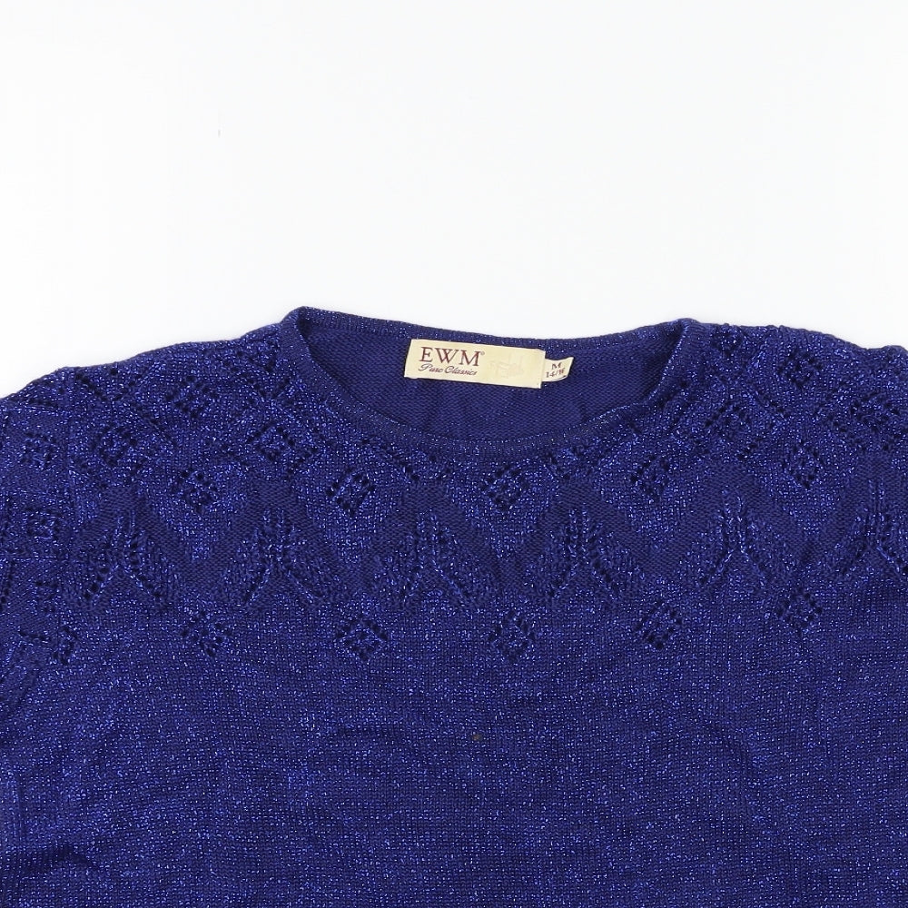 EWM Womens Blue  Knit Pullover Jumper Size 14