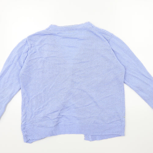 reflect Womens Blue Floral Knit Cardigan Jumper Size M