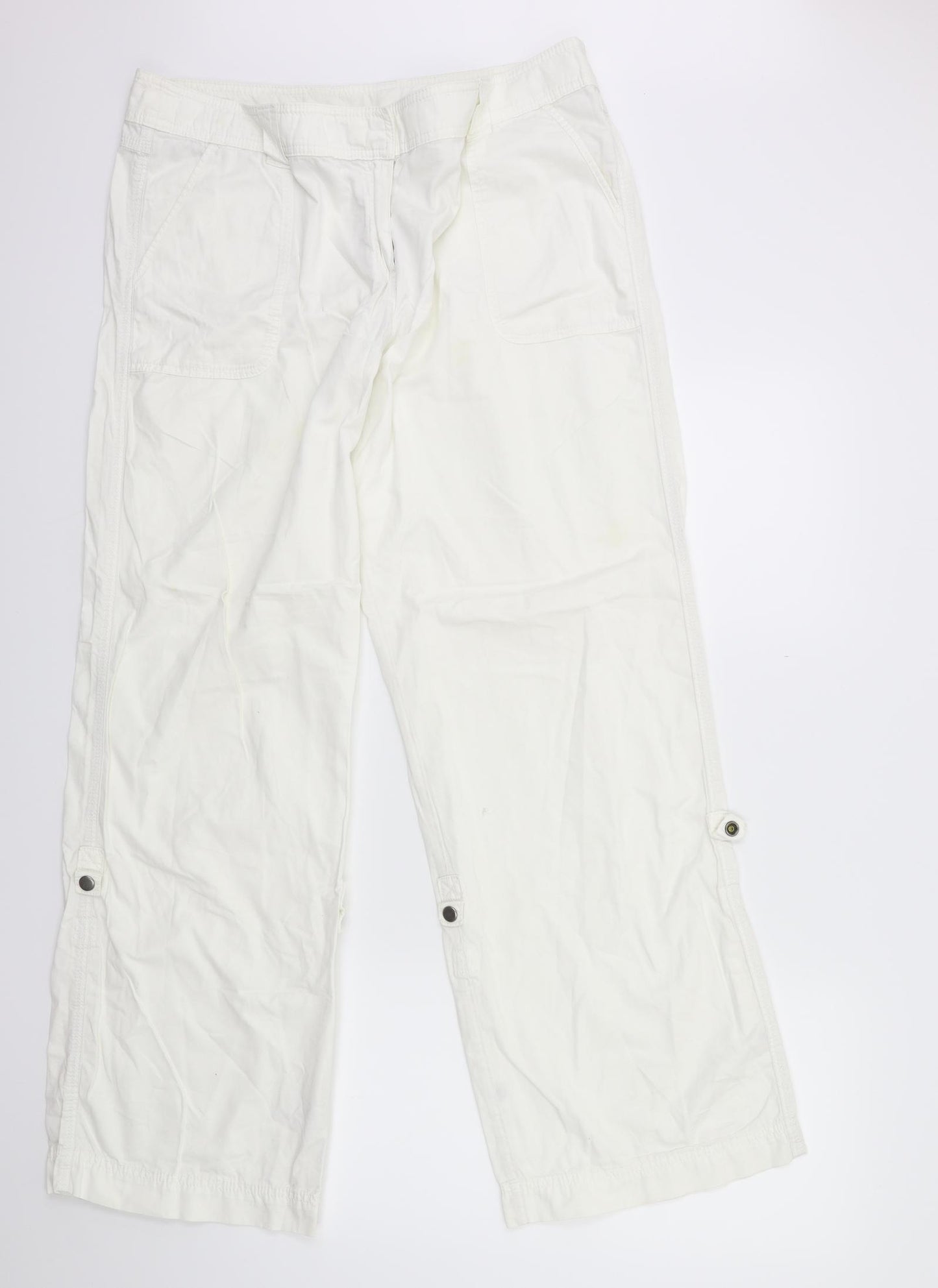 NEXT Womens White   Cargo Trousers Size 16 L30 in