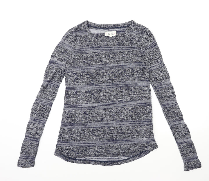 New Look Womens Blue Striped Knit Pullover Jumper Size 10