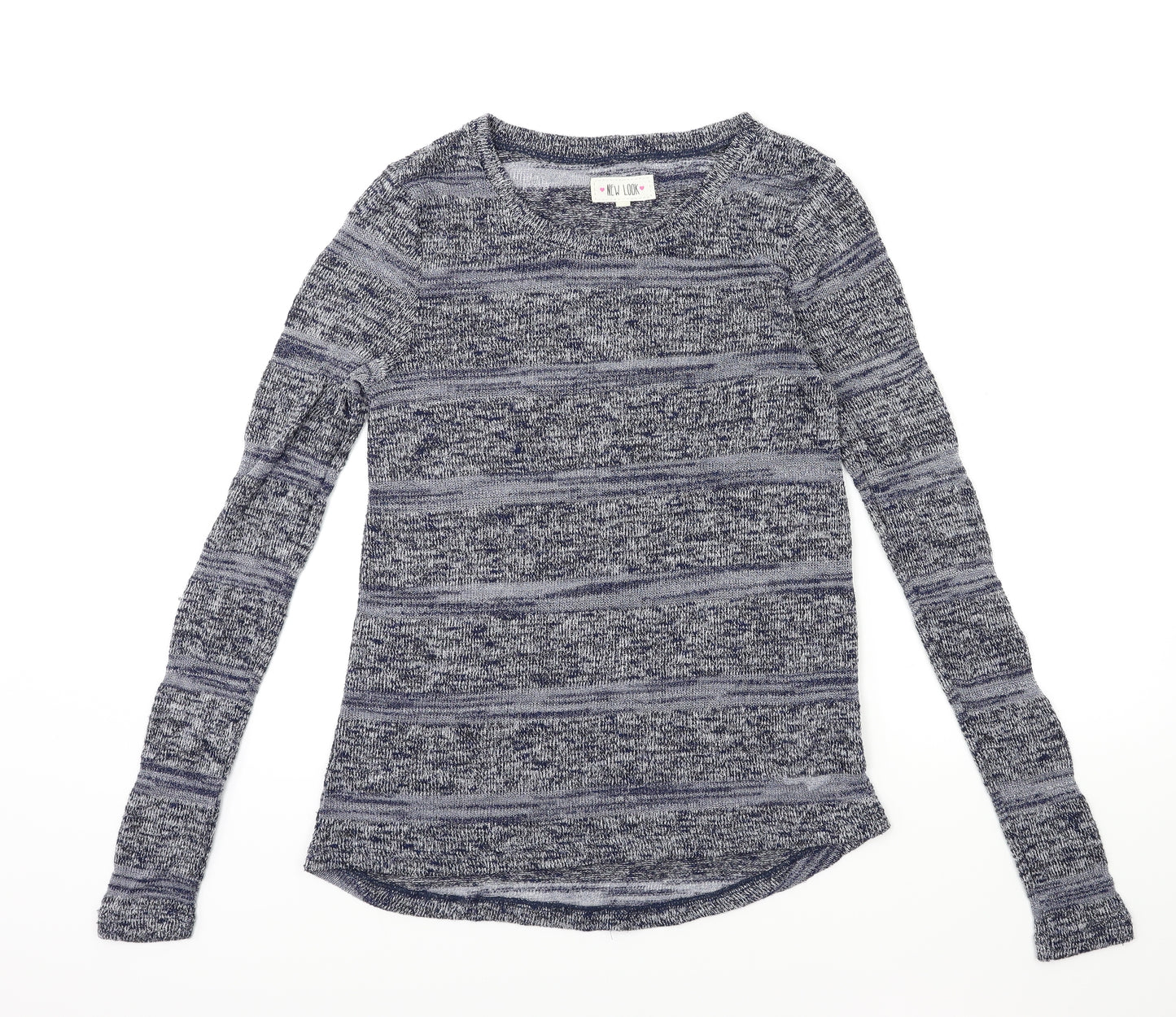 New Look Womens Blue Striped Knit Pullover Jumper Size 10