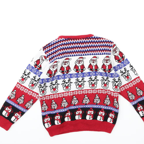 British Christmas jumpers Boys Red Striped  Pullover Jumper Size 5-6 Years  - christmas