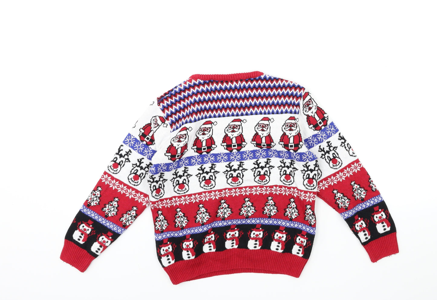 British Christmas jumpers Boys Red Striped  Pullover Jumper Size 5-6 Years  - christmas