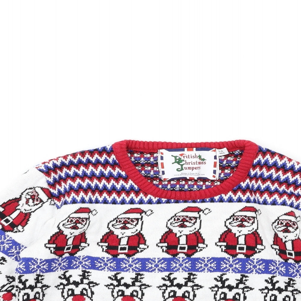 British Christmas jumpers Boys Red Striped  Pullover Jumper Size 5-6 Years  - christmas