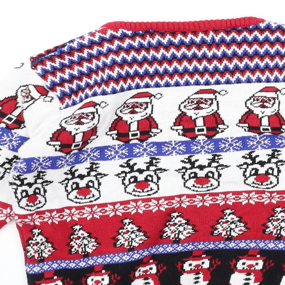 British Christmas jumpers Boys Red Striped  Pullover Jumper Size 5-6 Years  - christmas