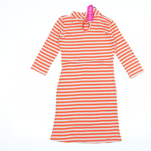 Huff & Dee Womens Orange Striped Jersey Bodycon  Size S