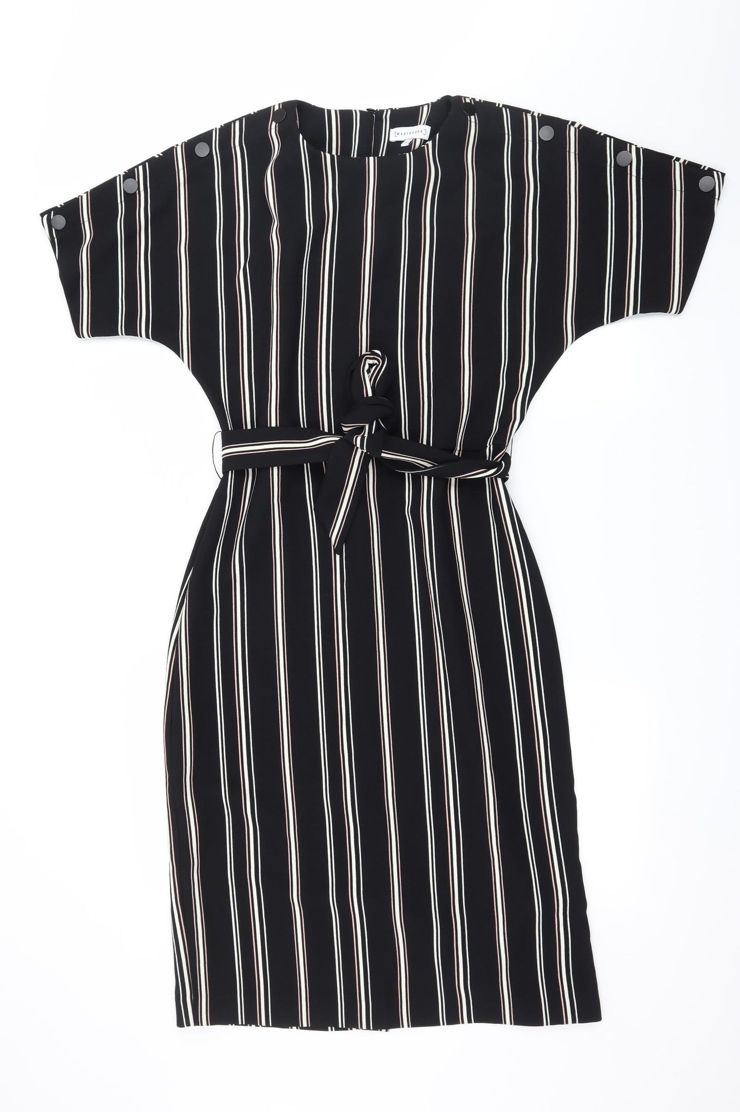 Warehouse Womens Black Striped  A-Line  Size 10