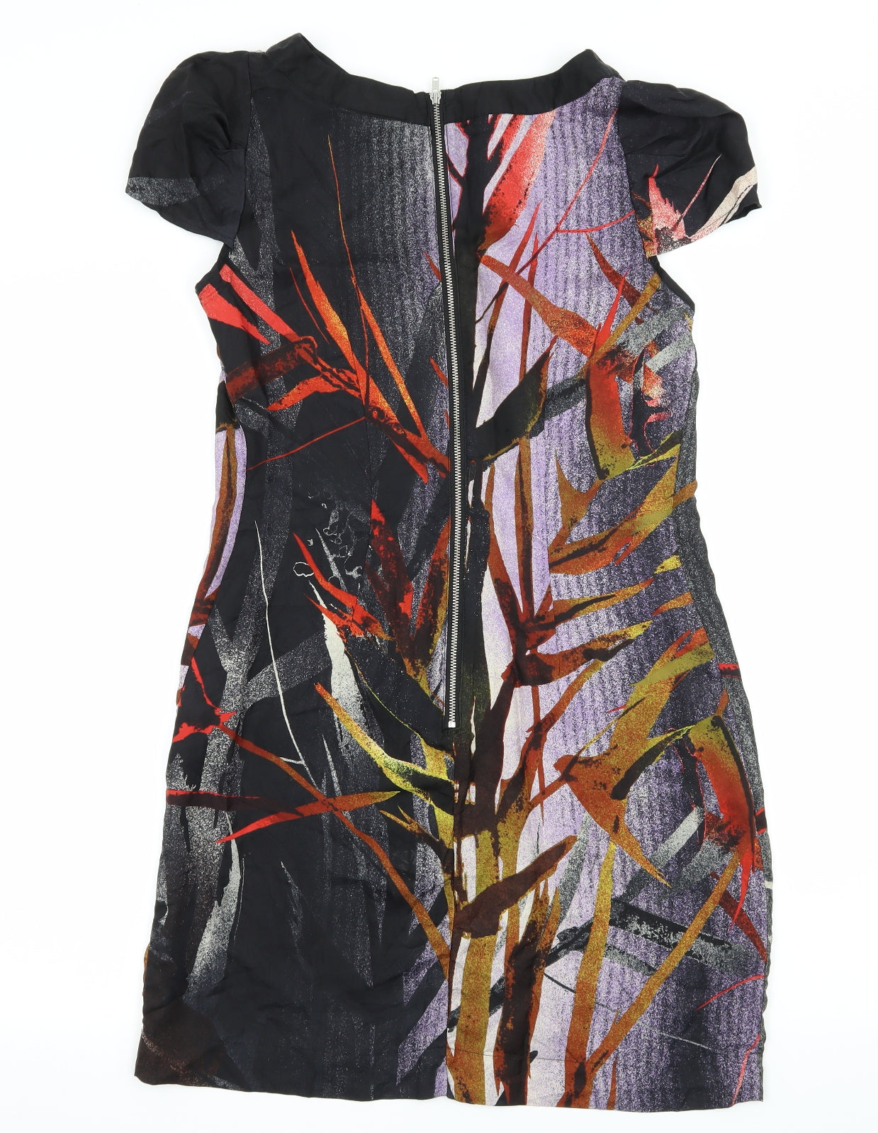 Warehouse Womens Black Geometric Satin A-Line  Size 10