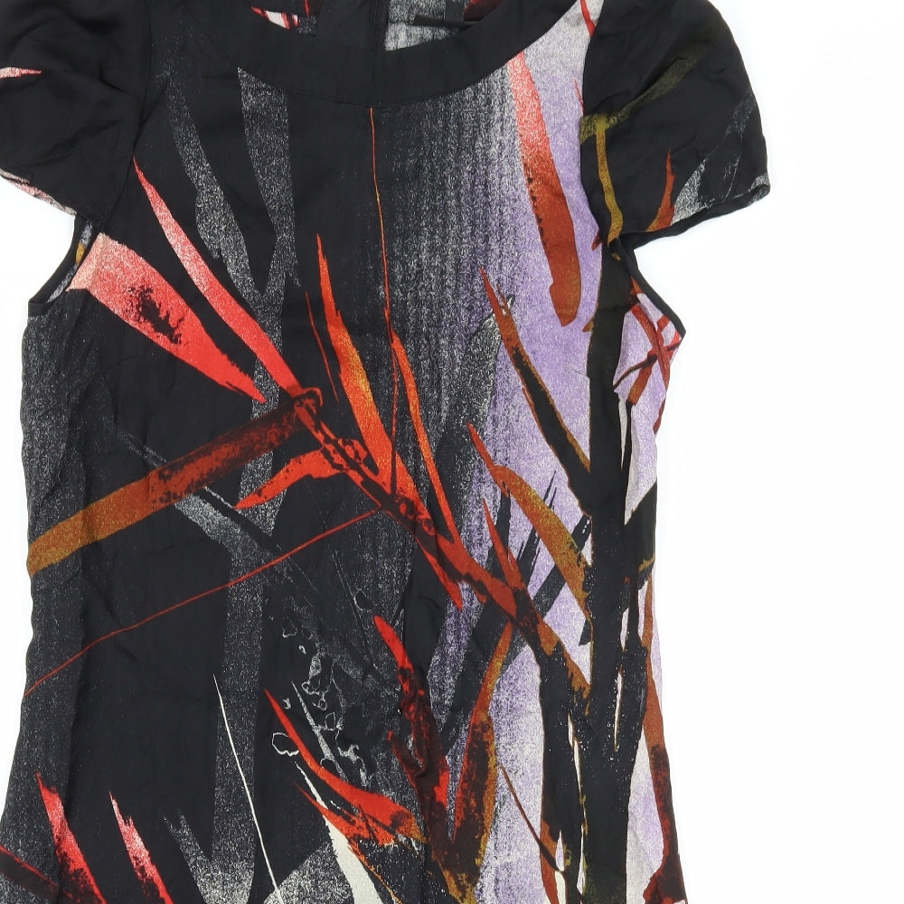 Warehouse Womens Black Geometric Satin A-Line  Size 10