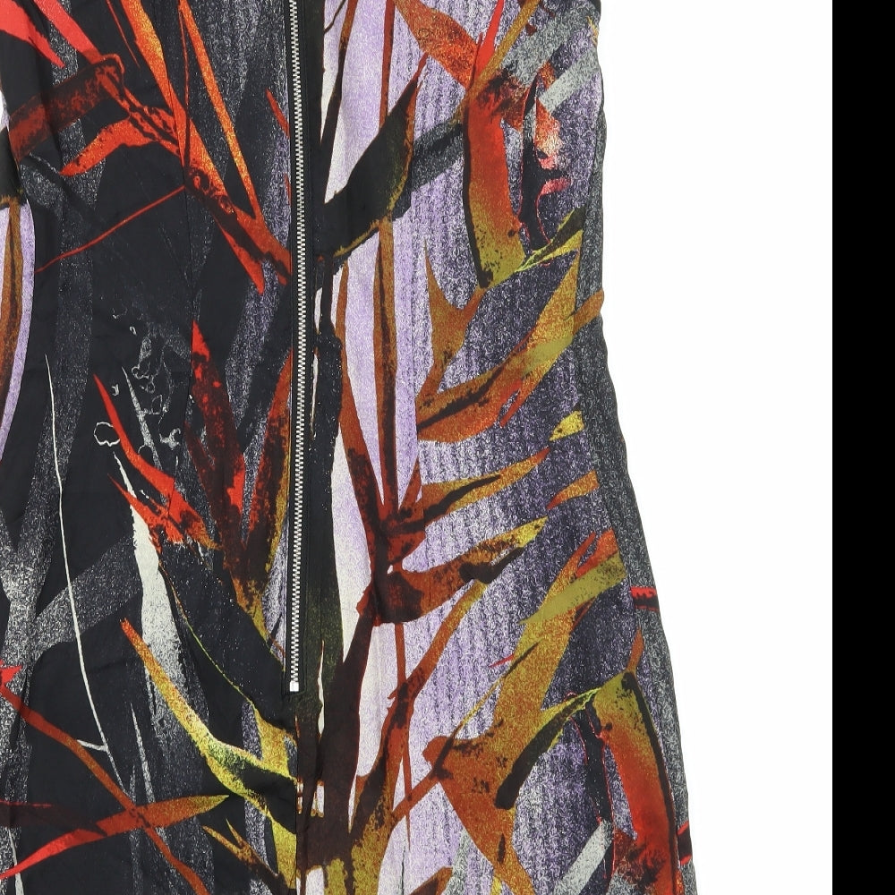 Warehouse Womens Black Geometric Satin A-Line  Size 10