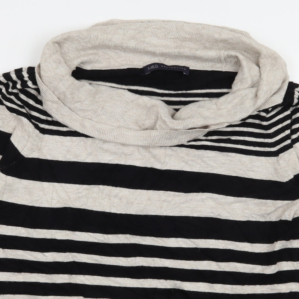 Marks and Spencer Womens Beige Striped Knit Pullover Jumper Size 12