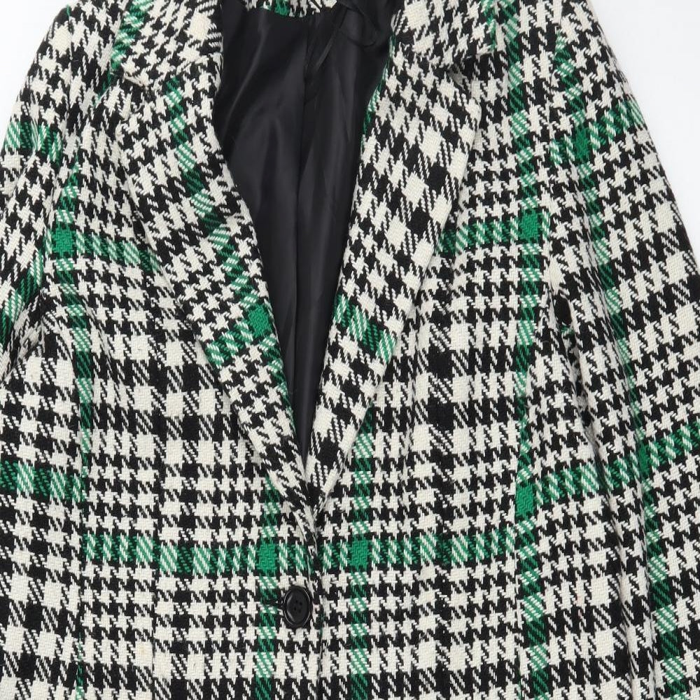Papaya Womens Ivory Houndstooth  Overcoat Coat Size 16