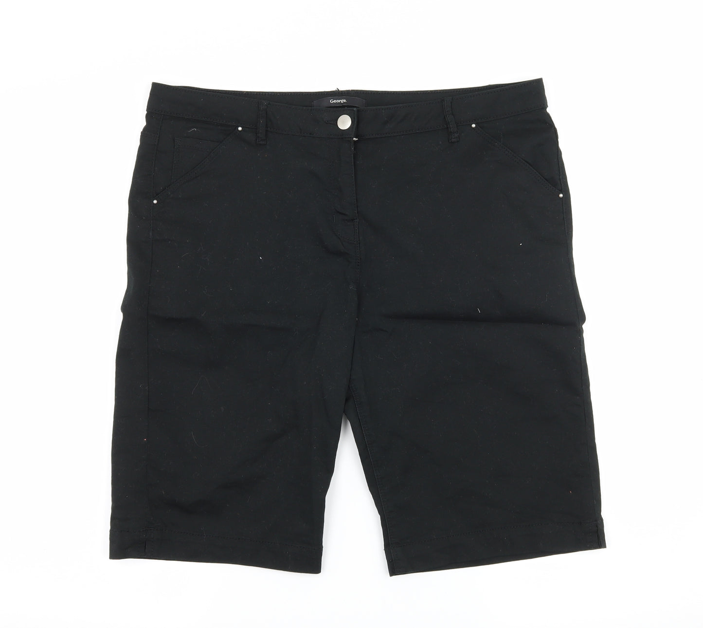 George Womens Black  Denim Bermuda Shorts Size 16