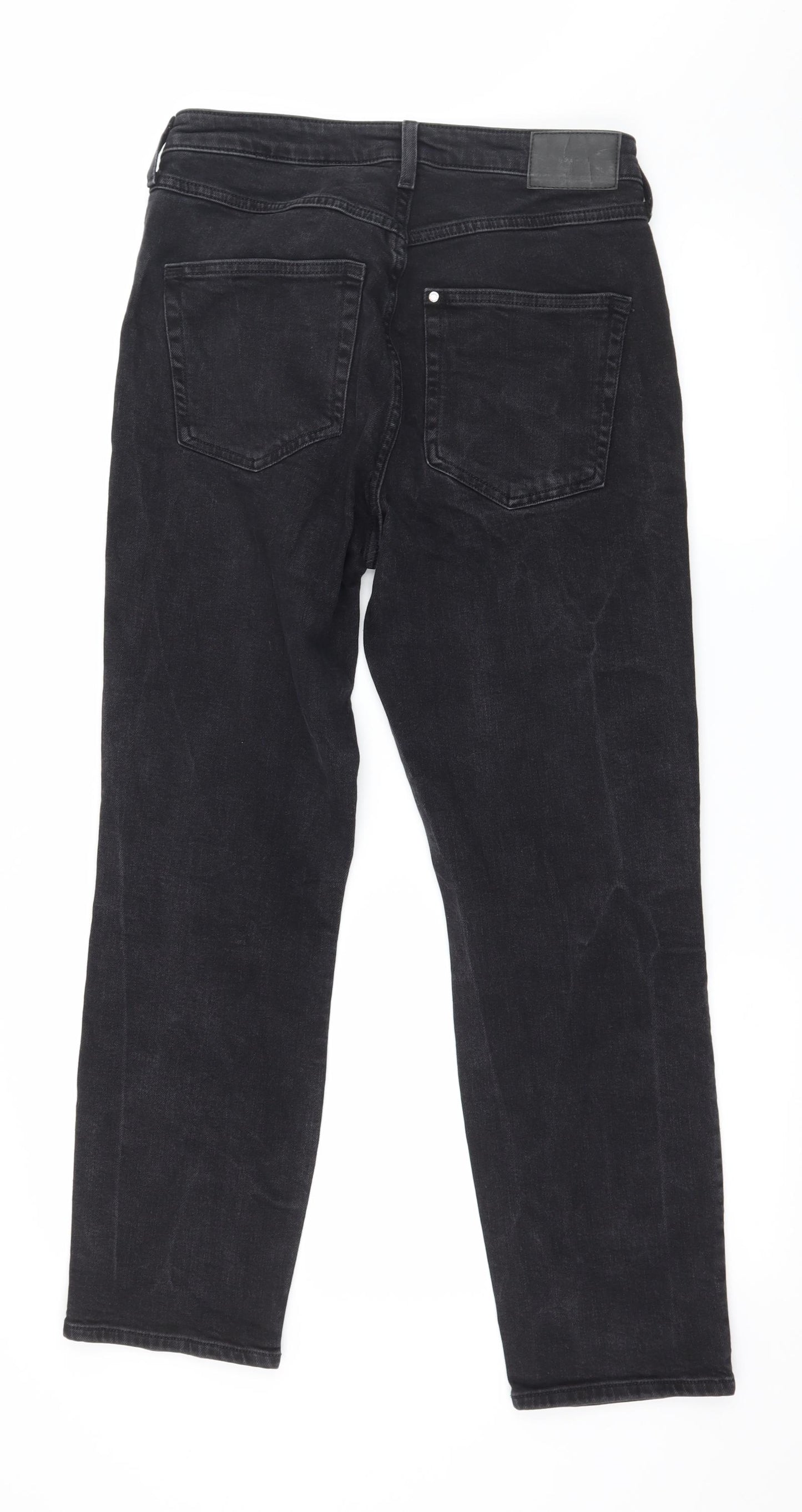 H&M Womens Black  Denim Straight Jeans Size 12 L27 in