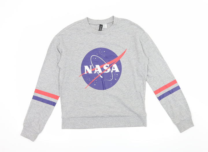 Divided by H&M Womens Grey Jersey Pullover Sweatshirt Size XS - NASA