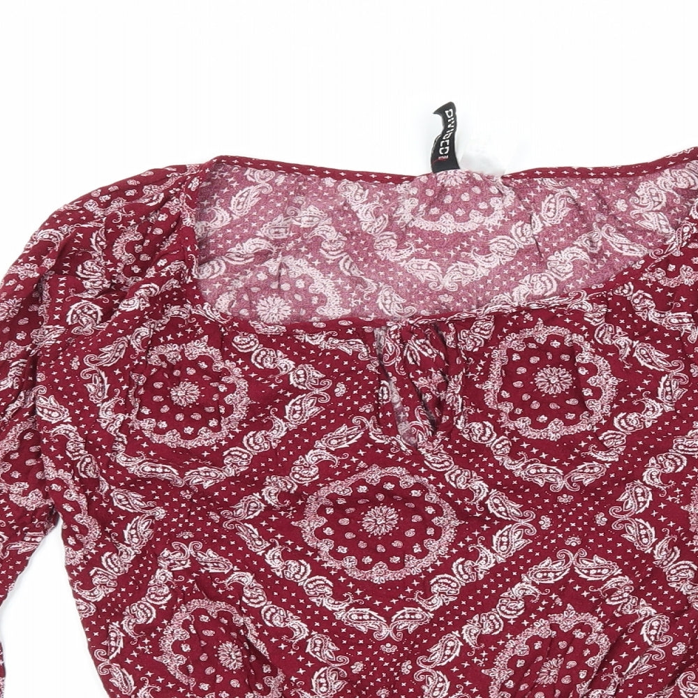 Divided Womens Purple Paisley  Basic Blouse Size 6