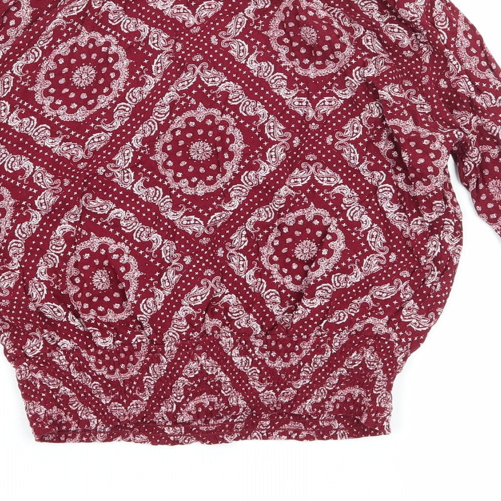 Divided Womens Purple Paisley  Basic Blouse Size 6