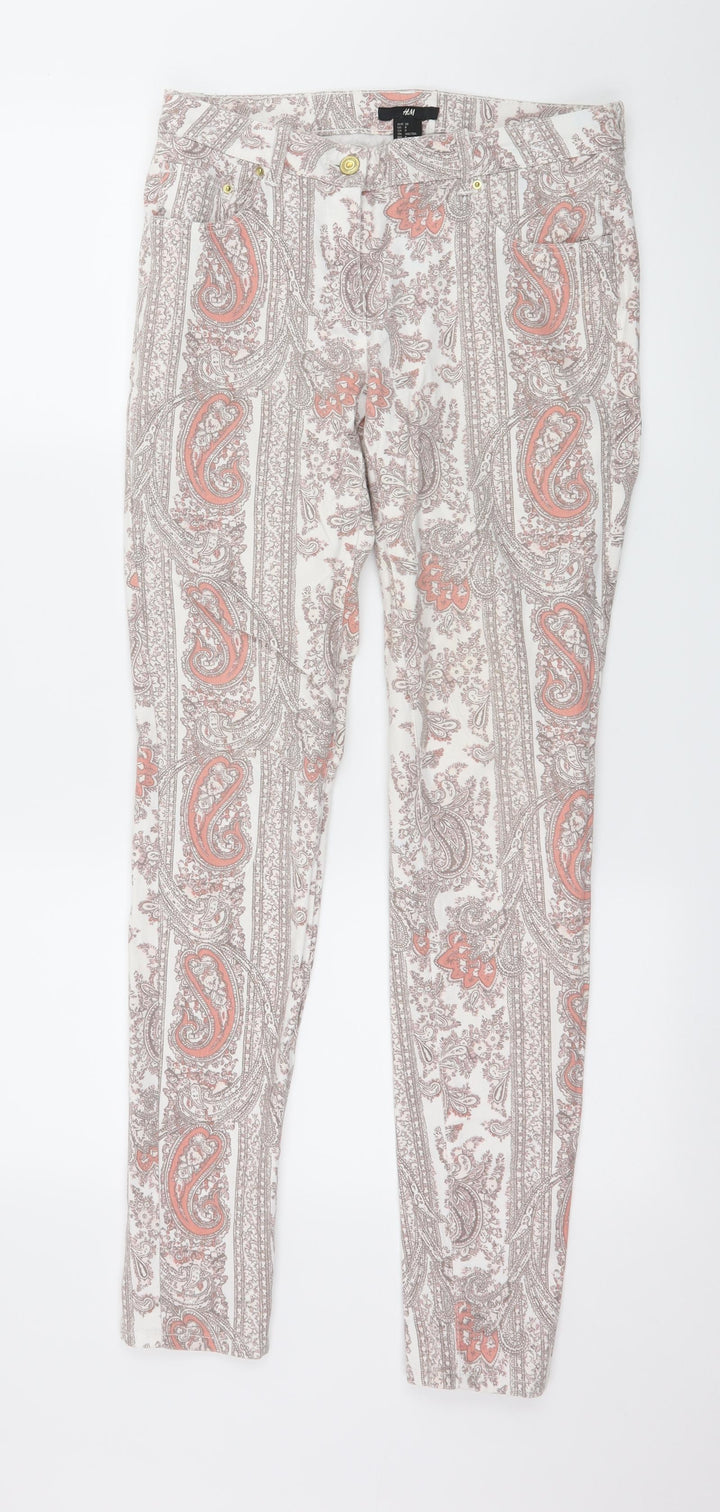 H&M Womens Multicoloured Paisley Denim Skinny Jeans Size 10 L30 in