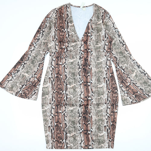 Body Flirt Womens Pink Animal Print  A-Line  Size 8