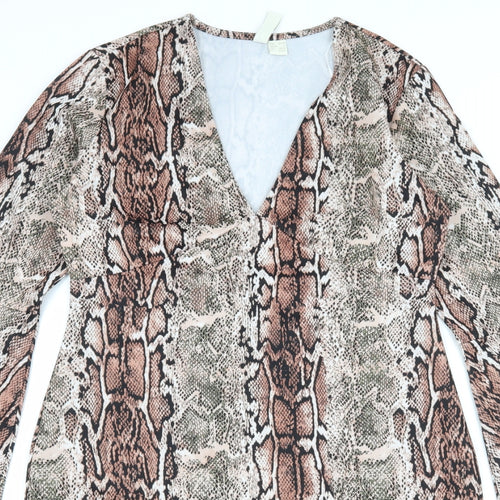 Body Flirt Womens Pink Animal Print  A-Line  Size 8