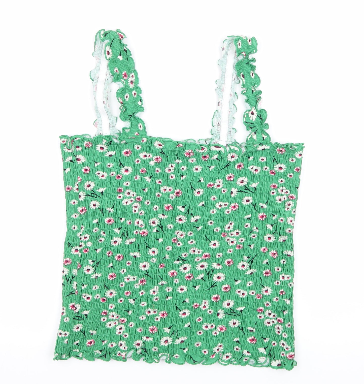 New Look Womens Green Floral Jersey Basic Tank Size 14