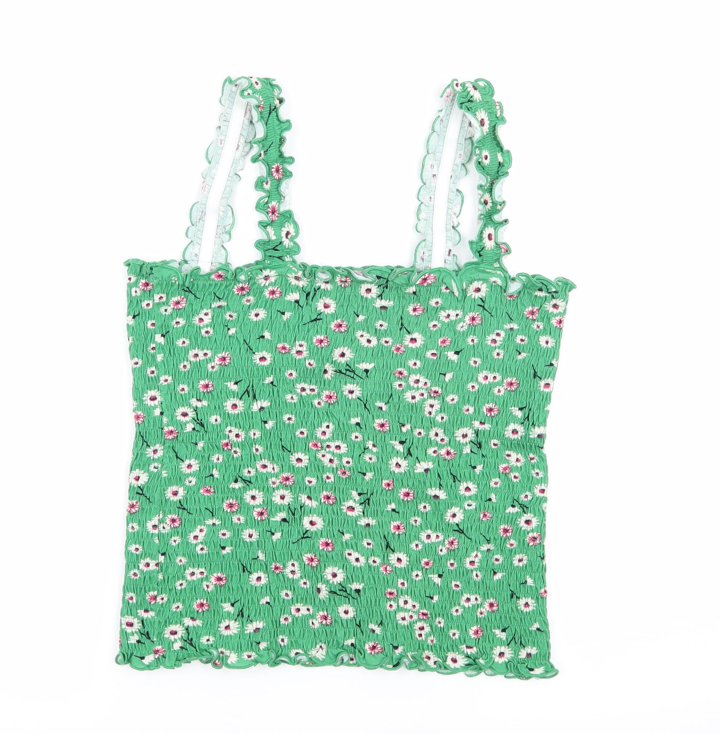 New Look Womens Green Floral Jersey Basic Tank Size 14