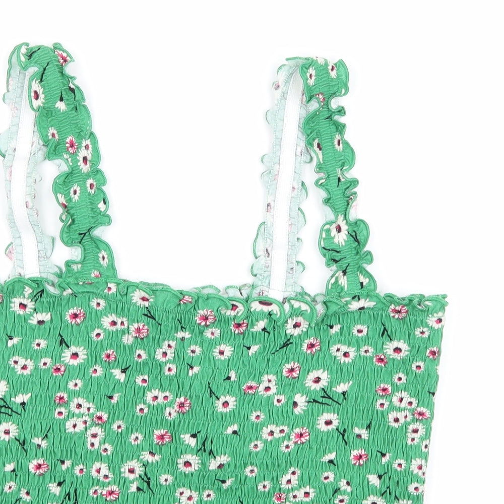 New Look Womens Green Floral Jersey Basic Tank Size 14