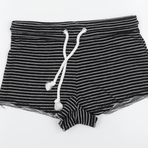 Primark Womens Black Striped Jersey Sweat Shorts Size 4