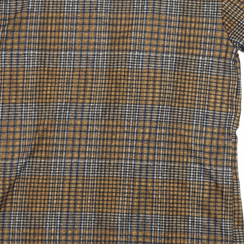 Zara Womens Brown Check Jersey Basic Blouse Size S