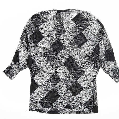 New Look Womens Black Argyle/Diamond Knit Pullover Jumper Size S