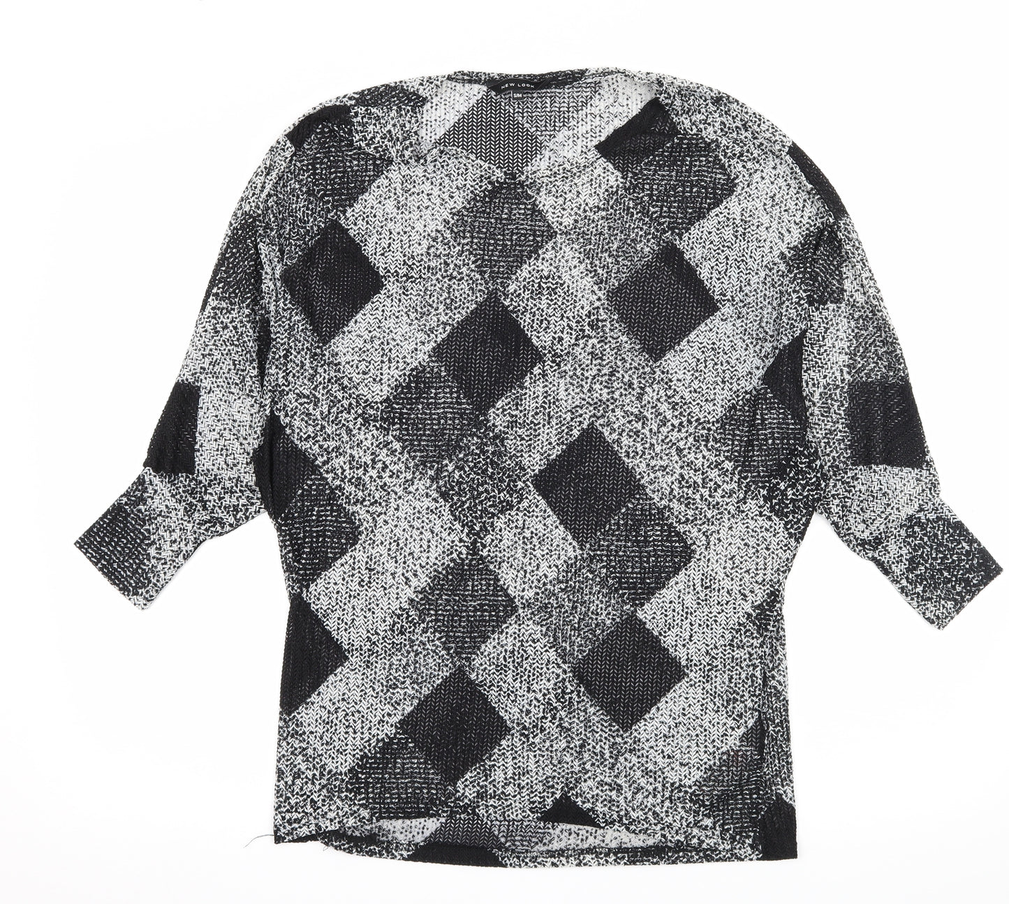 New Look Womens Black Argyle/Diamond Knit Pullover Jumper Size S