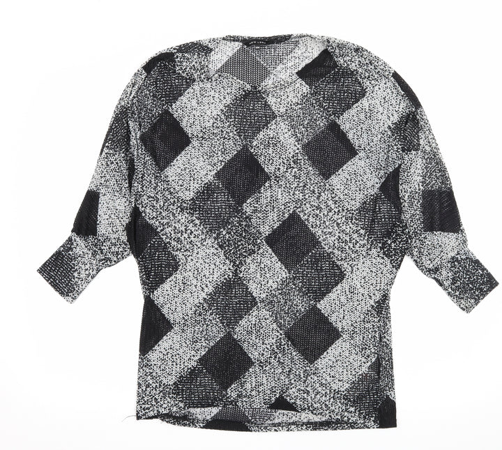 New Look Womens Black Argyle/Diamond Knit Pullover Jumper Size S