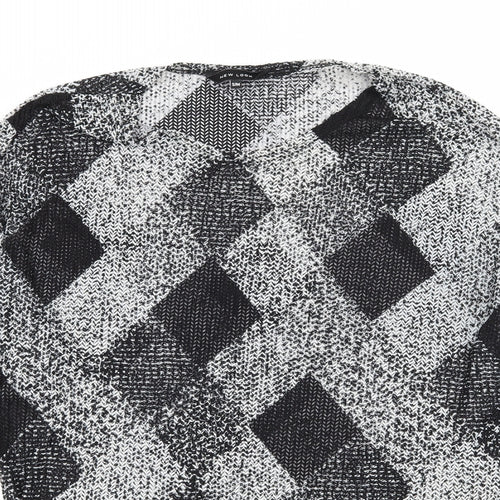 New Look Womens Black Argyle/Diamond Knit Pullover Jumper Size S