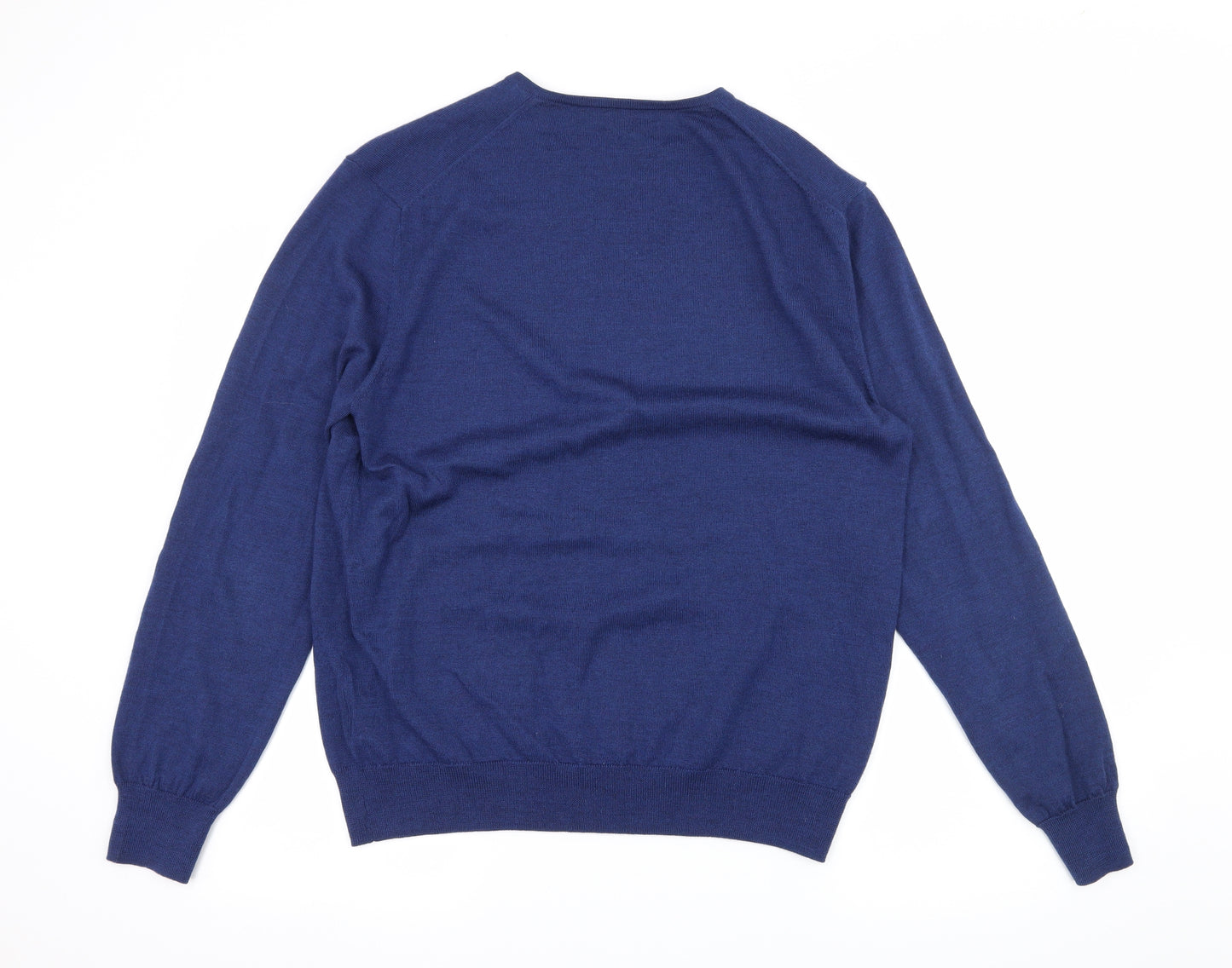 T.M.Lewin Mens Blue  Knit Pullover Jumper Size L