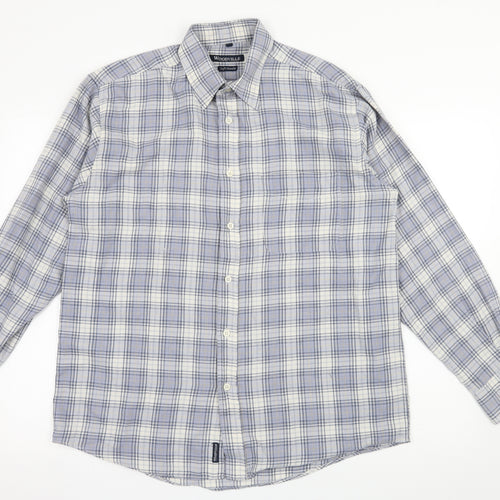 Woodville Mens Blue Check   Button-Up Size M