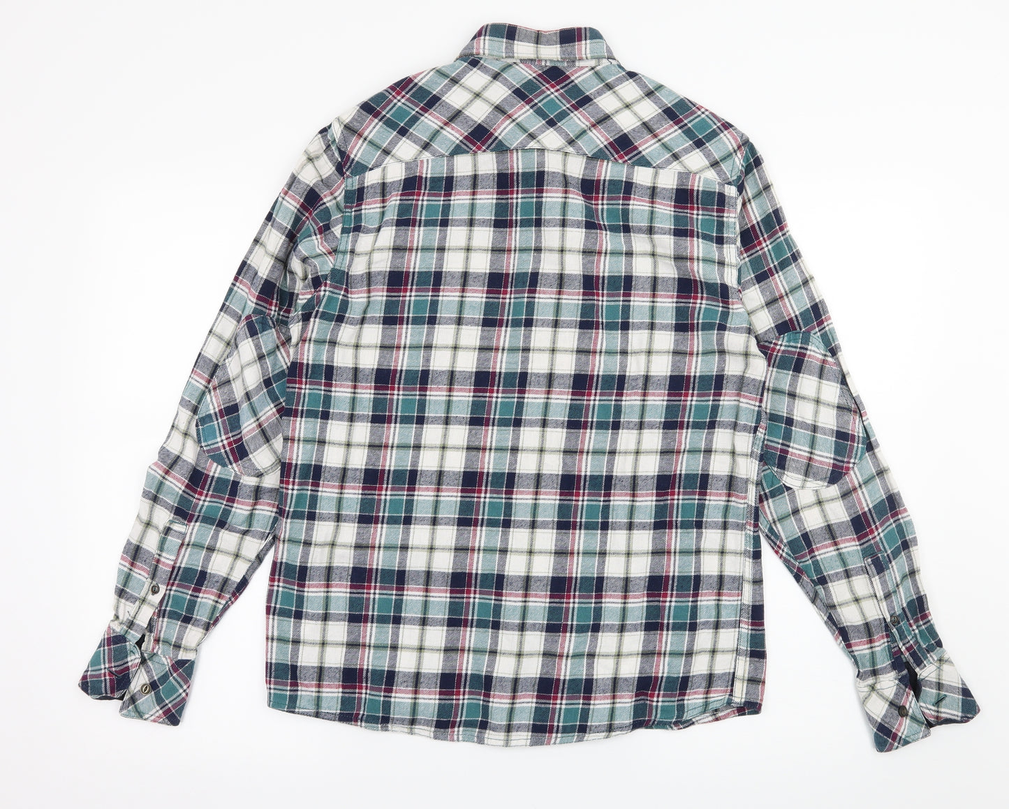 Easy Mens Blue Plaid   Button-Up Size M