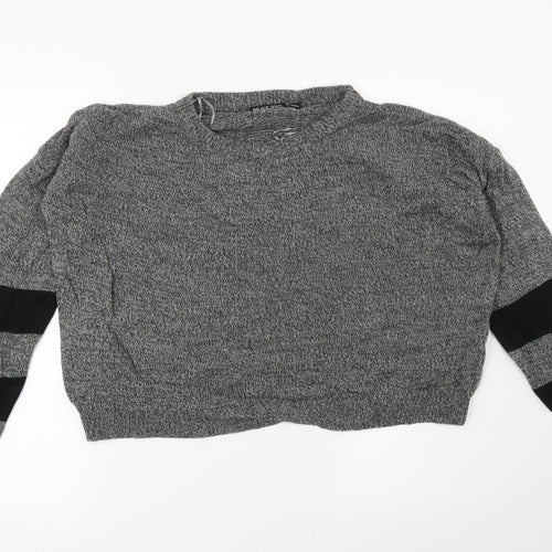 Brave Soul Womens Grey Striped  Pullover Jumper Size M
