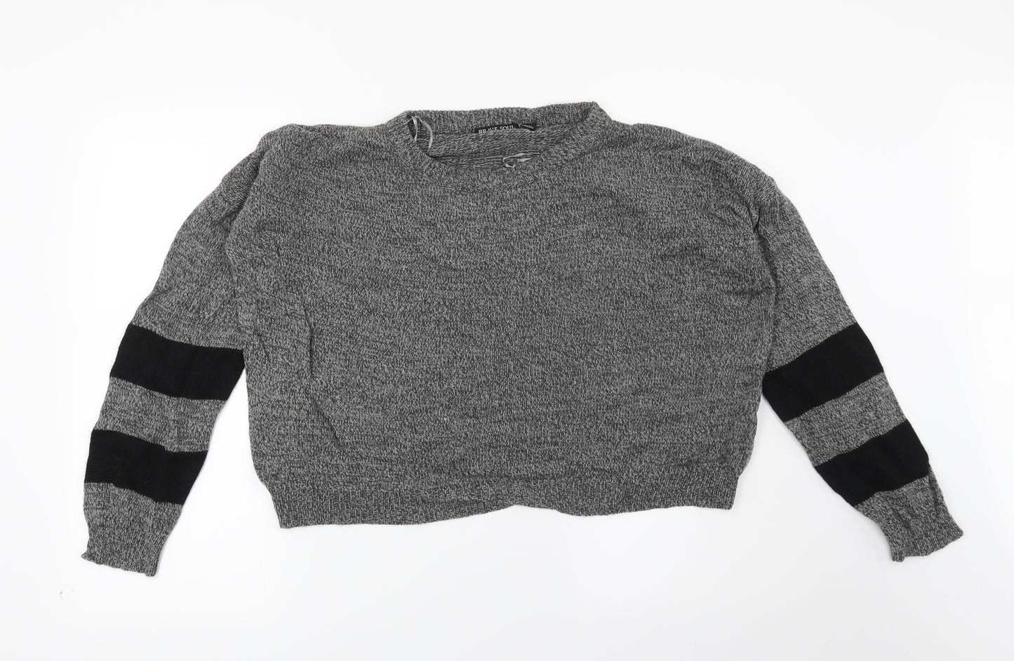 Brave Soul Womens Grey Striped  Pullover Jumper Size M