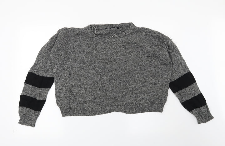 Brave Soul Womens Grey Striped  Pullover Jumper Size M