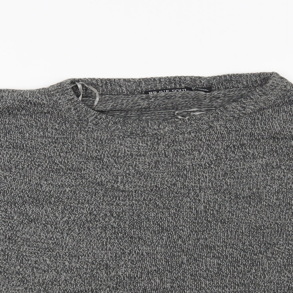 Brave Soul Womens Grey Striped  Pullover Jumper Size M