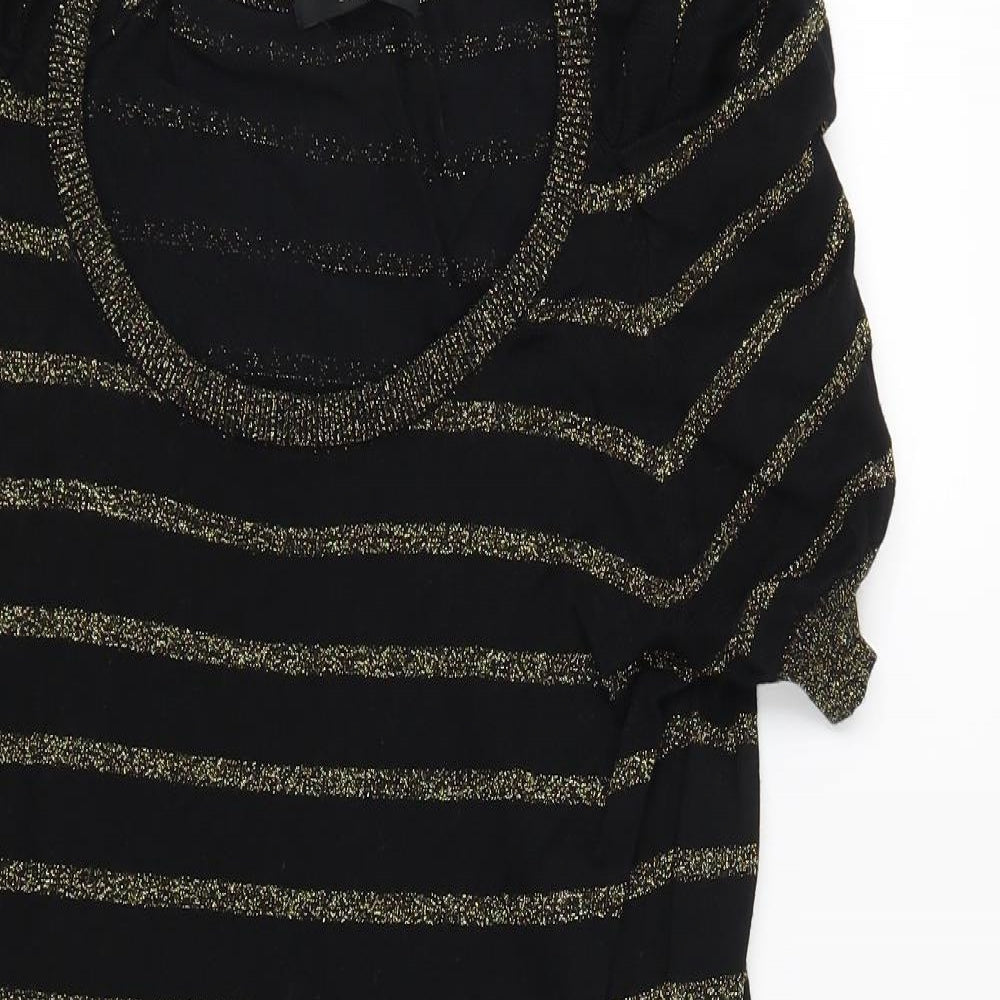 George Womens Black Striped  Pullover Jumper Size 12