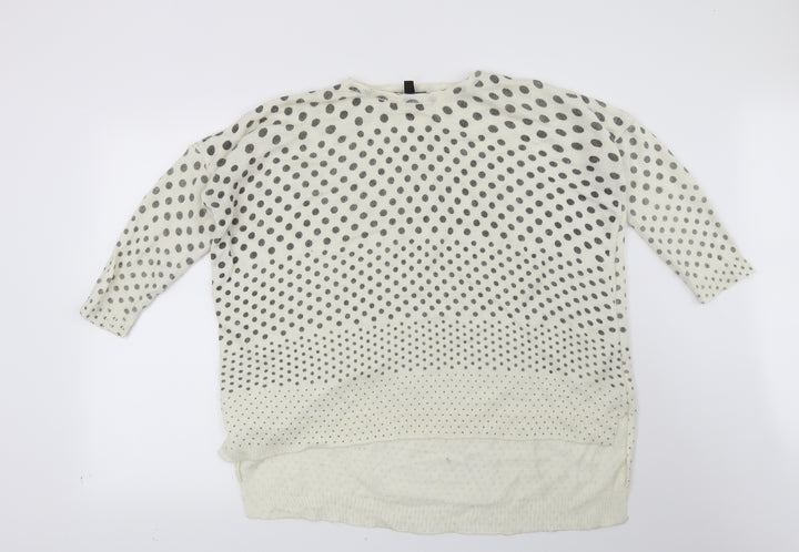 Mango Womens Beige Polka Dot Pullover Jumper Size M
