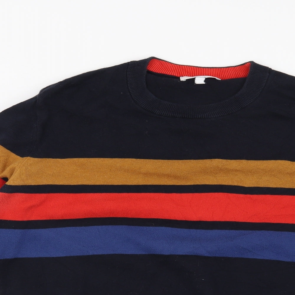 NEXT Mens Blue Striped  Pullover Jumper Size XL