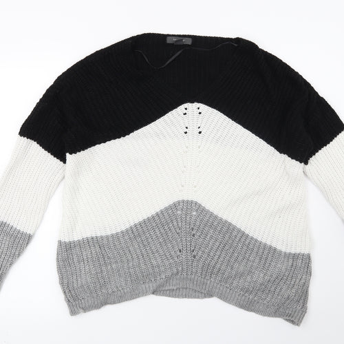 Primark Womens Black Striped  Pullover Jumper Size 6