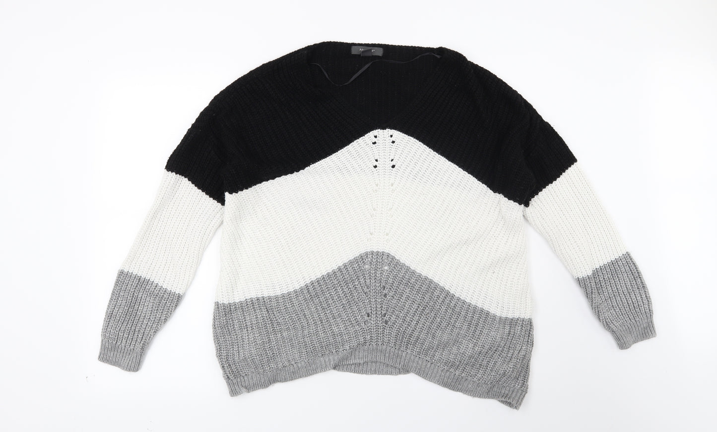 Primark Womens Black Striped  Pullover Jumper Size 6