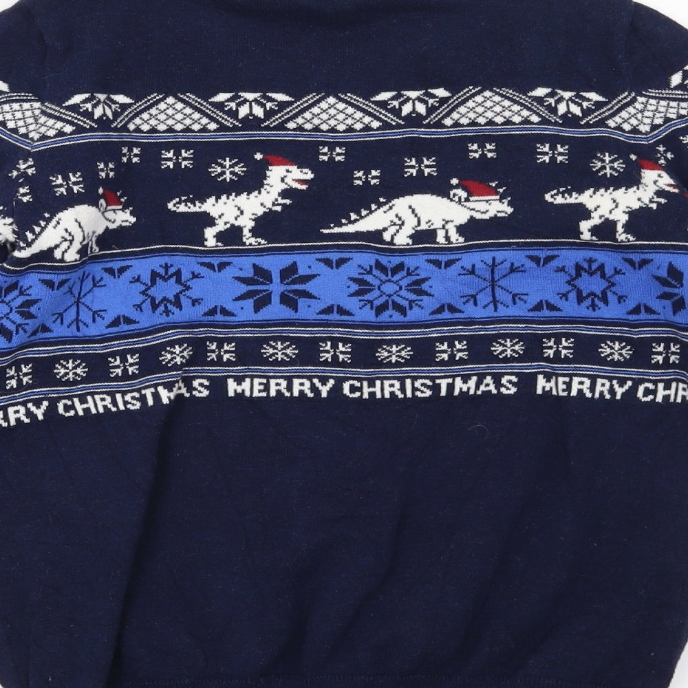 NEXT Boys Blue   Pullover Jumper Size 12 Years  - Christmas Dinosaur