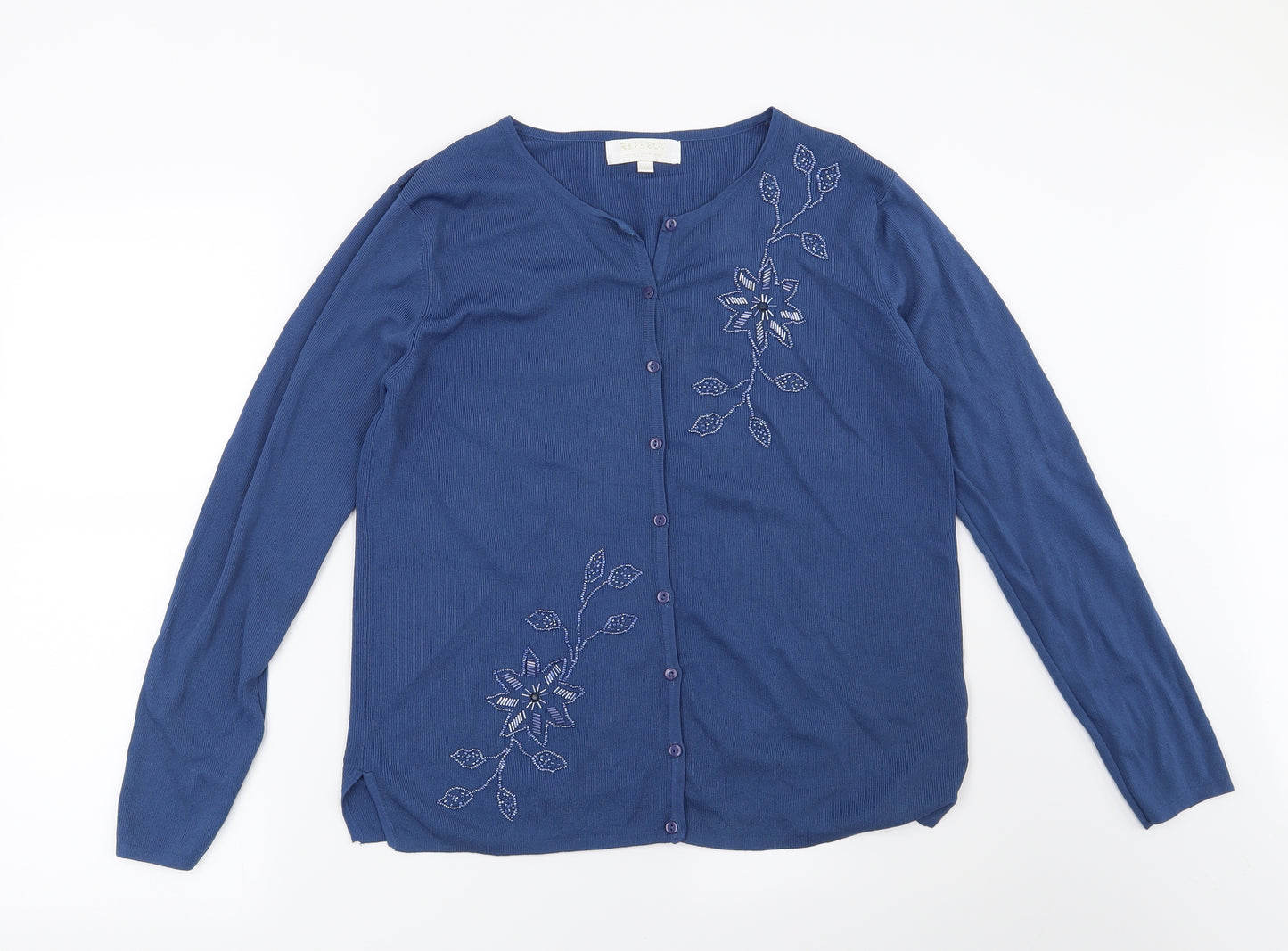 Reflect Womens Blue Floral  Cardigan Jumper Size M