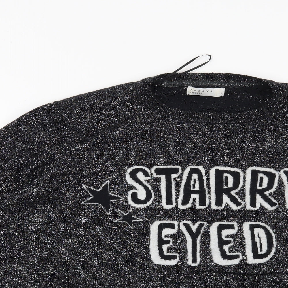 Papaya Womens Black   Pullover Jumper Size L  - Starry Eyed